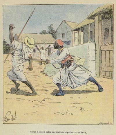 Kropp til kropp mellom en algerisk tirailleur og en hova av after Louis Charles Bombled