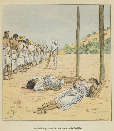 Fahavalos passerer foran riflesjefene deres av after Louis Charles Bombled