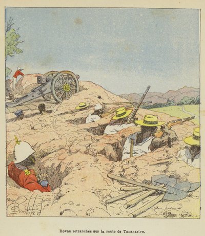Hovas forskanset seg på veien til Antananarivo av after Louis Charles Bombled