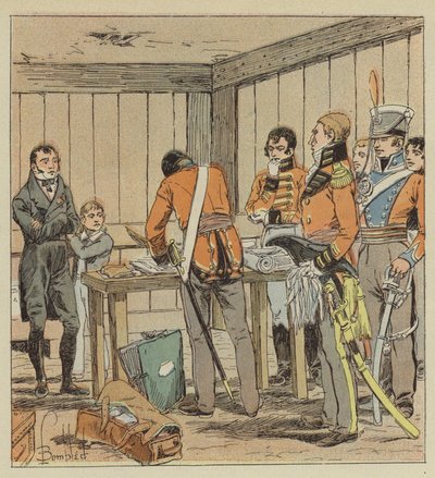 Hudson-Lowe søker i papirene til Las-Cases av after Louis Charles Bombled