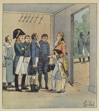 Hudson Lowe forhører Napoleons tjenere av after Louis Charles Bombled