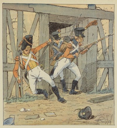 Sveitsisk infanteri, grenader av 1. regiment, Fusilier fra 2. og 3. regiment av after Louis Charles Bombled