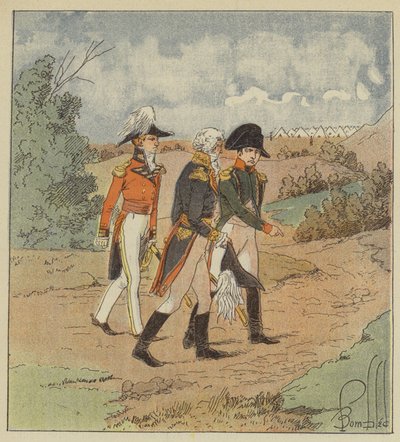 Keiseren snakker med den engelske admiralen i nærvær av guvernøren av after Louis Charles Bombled