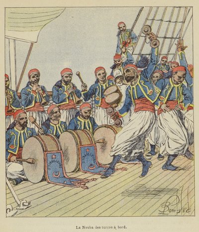 Tyrkernes Nuba om bord av after Louis Charles Bombled