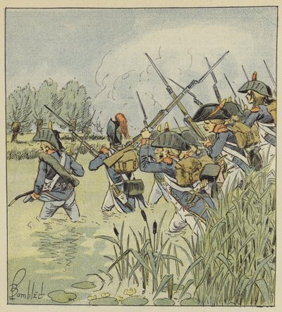 Den franske hæren krysser Piave av after Louis Charles Bombled