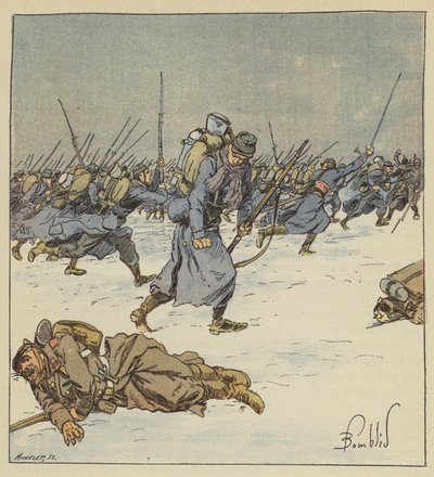 Chasseur Martin, fra 10. bataljon, etterlater bajonetten sin i kroppen til en prøyssisk underoffiser av after Louis Charles Bombled