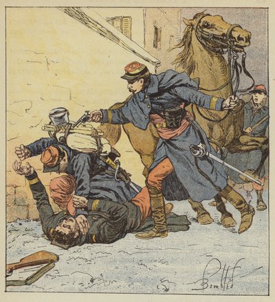 Oberst Choppin-Merey dreper en uregjerlig soldat av after Louis Charles Bombled