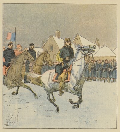 Oberst de Lipowski går langs linjene i kamp ved Alencon av after Louis Charles Bombled