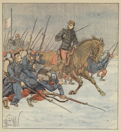 General Deflandre leder en bataljon for å angripe Layes av after Louis Charles Bombled