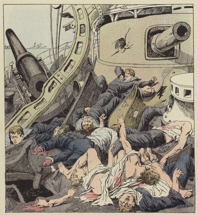 Varyag-broen etter slaget 9. februar av after Louis Charles Bombled