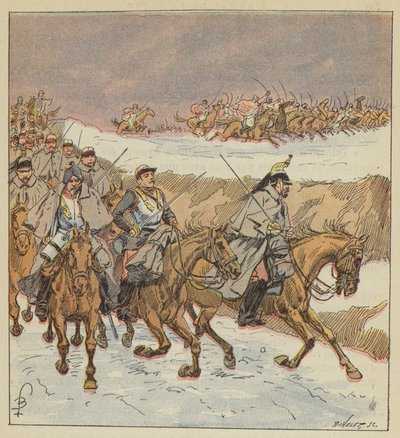 Araberne til oberst Goursaud løsner, med en strålende anklage, de 3. cuirassiers av after Louis Charles Bombled