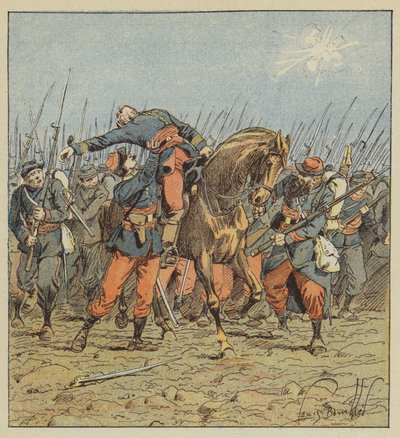 Oberst de Fonlongues død av after Louis Charles Bombled