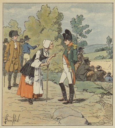 Napoleon snakker med en gammel kvinne fra Tarare av after Louis Charles Bombled
