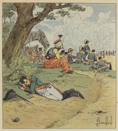 Napoleon sover under slaget av after Louis Charles Bombled