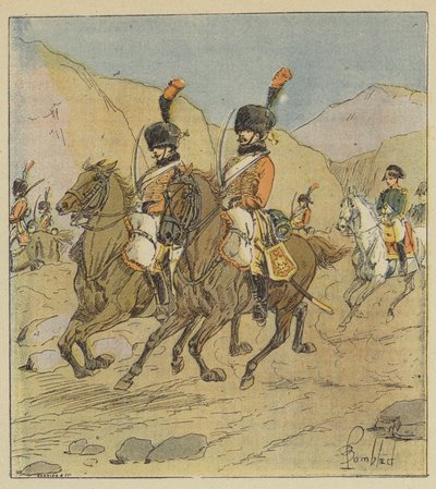 Napoleon forlater Spania uventet av after Louis Charles Bombled