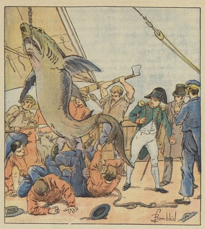 Fangst av en hai av after Louis Charles Bombled