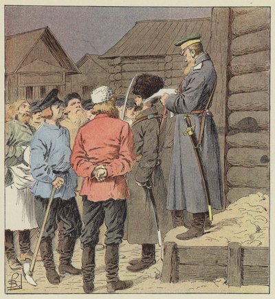 Krigserklæring i Sibir av after Louis Charles Bombled