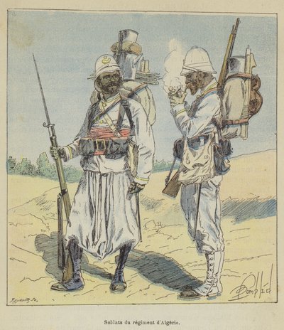 Soldater fra det algeriske regimentet av after Louis Charles Bombled