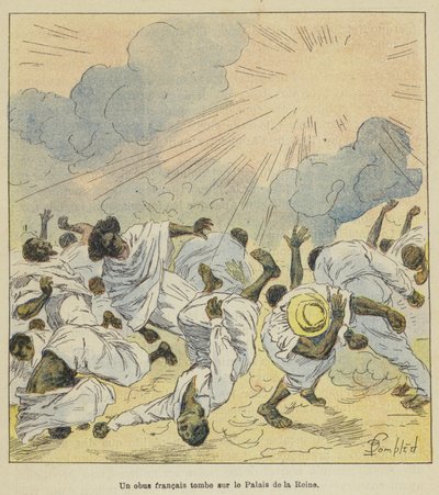Et fransk skall faller på dronningens palass av after Louis Charles Bombled