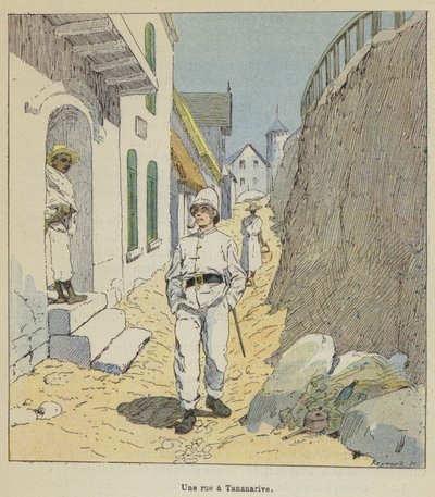 En gate i Tananarive av after Louis Charles Bombled