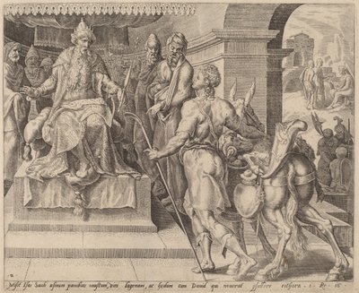 David bringer gaver fra sin far til Saul av after Maerten van Heemskerck