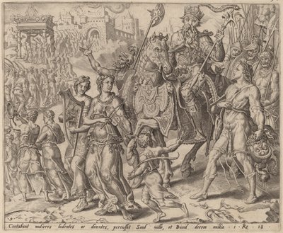 Saul og Davids triumf av after Maerten van Heemskerck