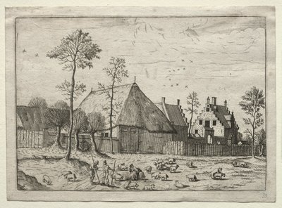 Utsikt over landsbyer i Brabant og Campine: Hyrder med flokk av after Master of the Small Landscapes