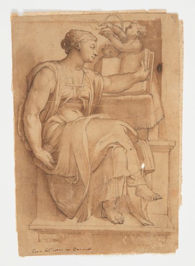 Erythean Sibyl fra taket i det sixtinske kapell, etter Michelangelo av after Michelangelo Buonarroti