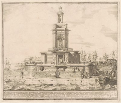 Prima Macchina for Chinea fra 1750: Den nye bryggen i Napoli av after Michelangelo Specchi Jérôme Charles Bellicard