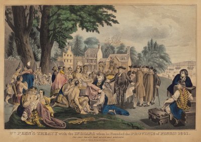Wm. Penns traktat med indianerne da han grunnla provinsen Pennsa. 1661: Den eneste traktaten som aldri ble brutt av after Napoleon Sarony