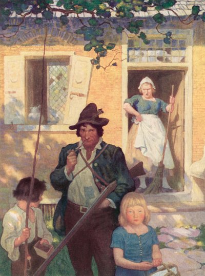 Illustrasjon for Rip Van Winkle av after Newell Convers Wyeth