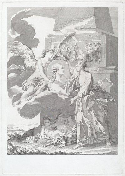 Allegorisk portrett av Pierre Buirette de Belloy av after Nicolas René Jollain Louis Simon Lempereur
