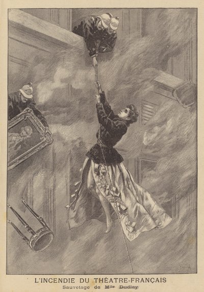 Brann på Theatre-Francais, Paris av after Oswaldo Tofani