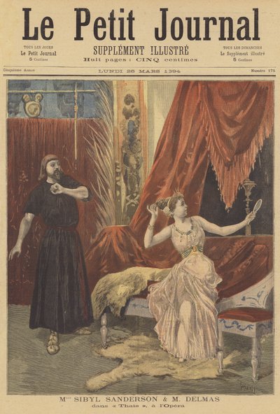 Sibyl Sanderson og Jean-Francois Delmas i Thais, ved Paris Opera av after Oswaldo Tofani