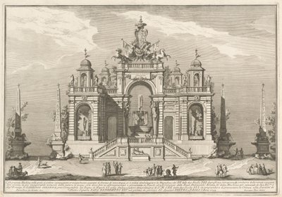 Seconda Macchina for Chinea fra 1754: En allegori om vannverk av after Paolo Posi Giuseppe Vasi