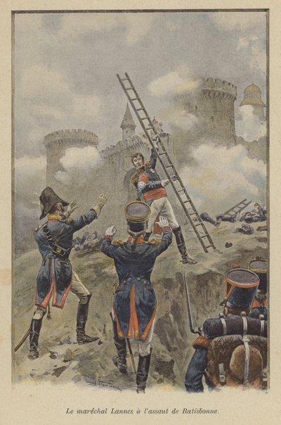 Marskalk Lannes ved angrepet på Ratisbon, 1809 av after Paris