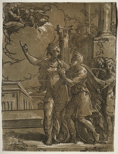 Tiburtine Sibyl og keiser Augustus av after Parmigianino