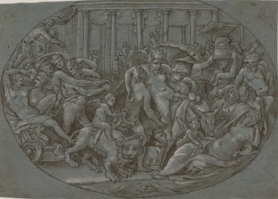 Triumf av Bacchus av after Perino del Vaga