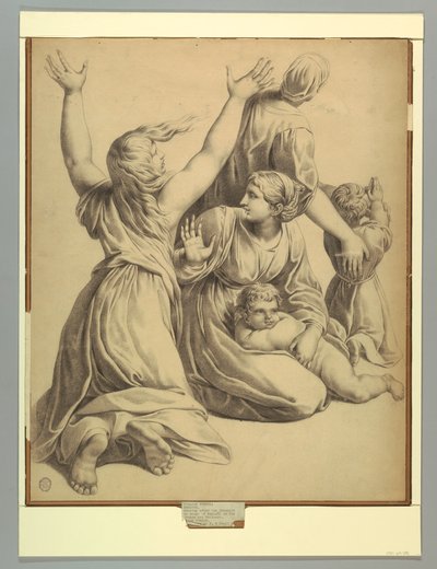 Gruppe med figurer fra Raphaels Incendio del Borgo av after Raphael