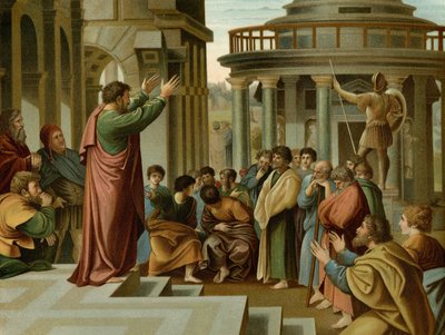 Paulus forkynner i Athen av after Raphael