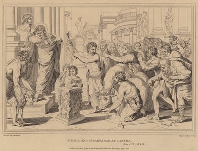 St Paul og St Barnabas i Lystra, Apg av after Raphael