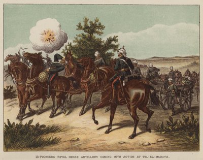 13-punds kongelig hesteartilleri kommer i aksjon ved Tel-El-Mahuta av after Richard Simkin