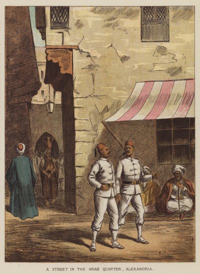 En gate i det arabiske kvarteret, Alexandria av after Richard Simkin