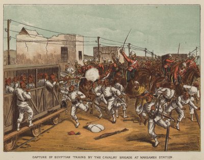 Fangst av egyptiske tog av kavaleribrigaden på Mahsameh stasjon av after Richard Simkin