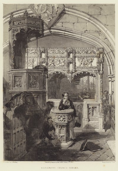 Boxgrove Church, Sussex av Samuel (after) Prout