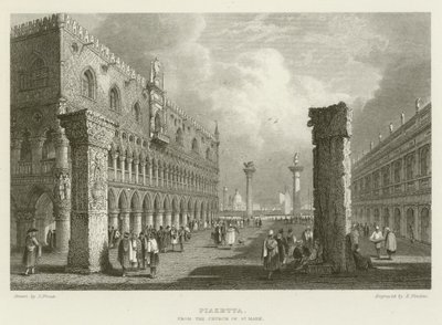 Piazzetta, fra kirken St Mark av Samuel (after) Prout