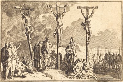 Jomfruen, Johannes og Maria Magdalena ved foten av korset av after Sébastien Le Clerc I