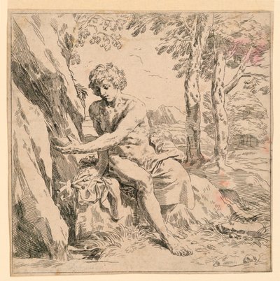 Sankt Johannes i villmarken av after Simone Cantarini