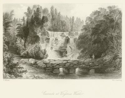 Cascade ved Virginia Water av after Thomas Allom