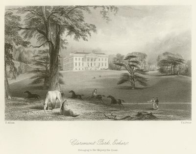 Claremont Park, Esher, tilhørende Hennes Majestet Dronningen av after Thomas Allom